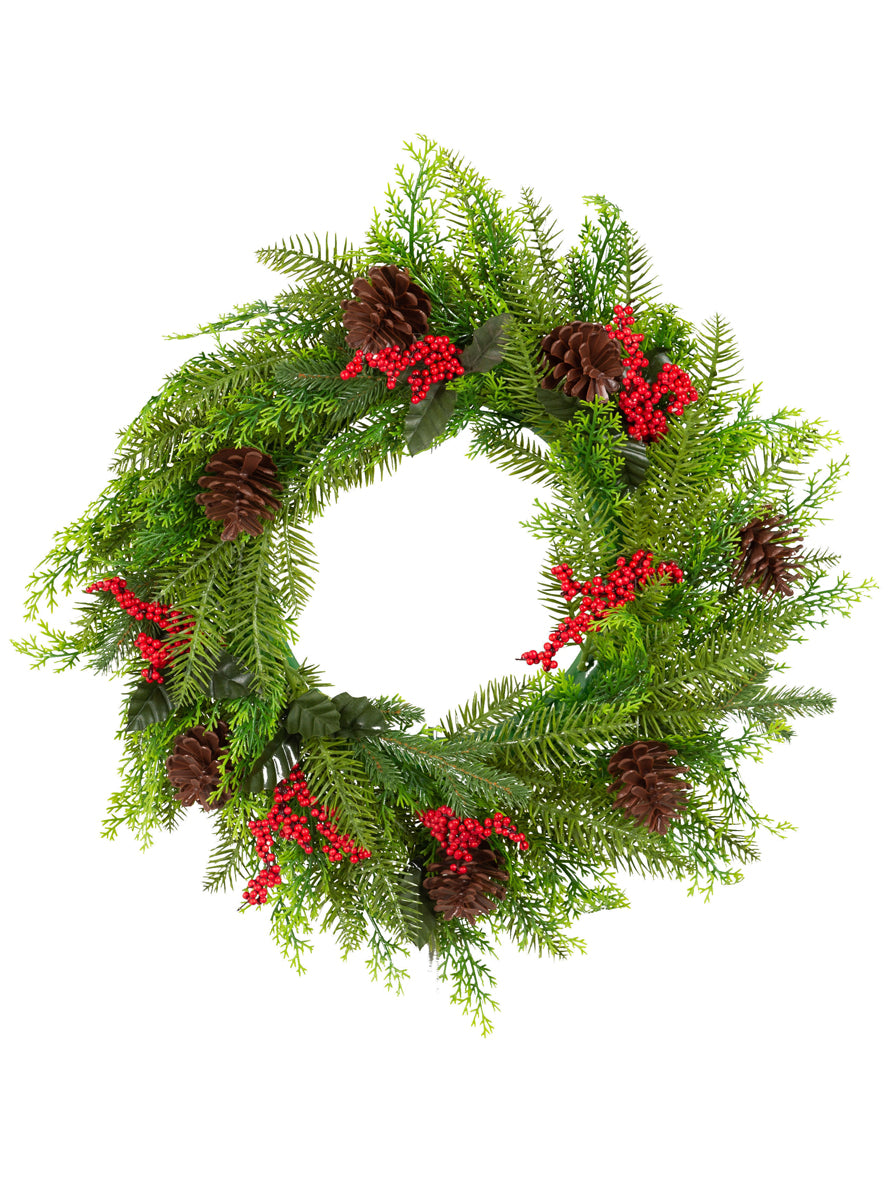 Pine Cone Decoration Green Christmas Wreath 50cm - Main Image