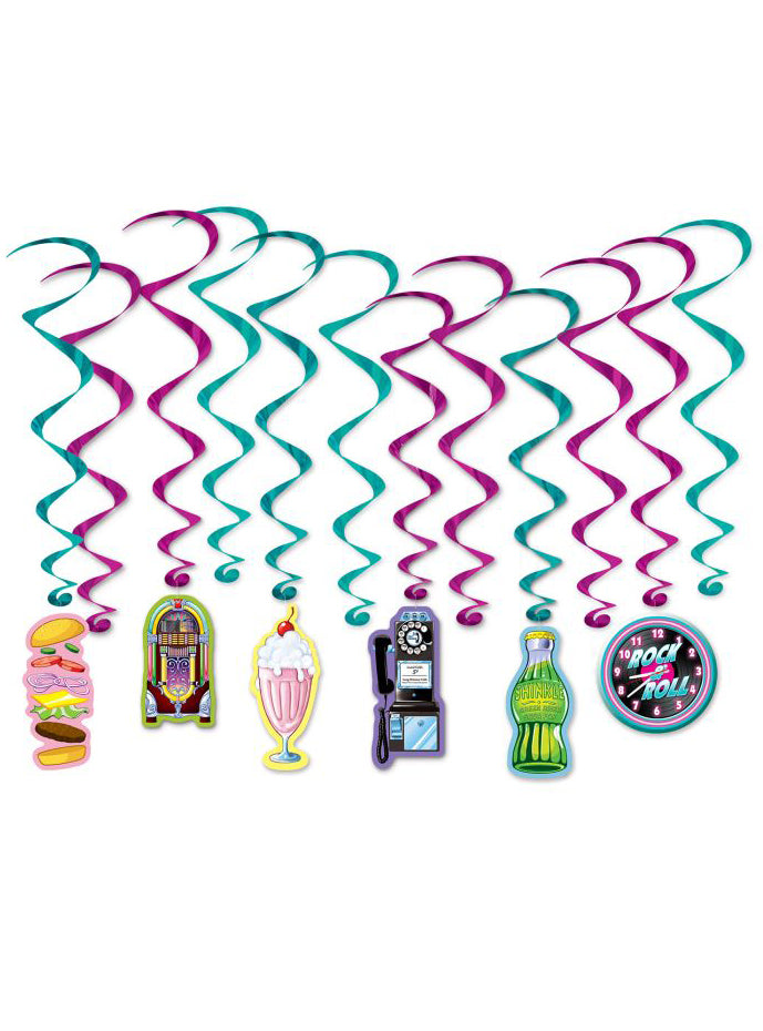 Soda Shop 50s Hanging Whirl Decorations - Main Image