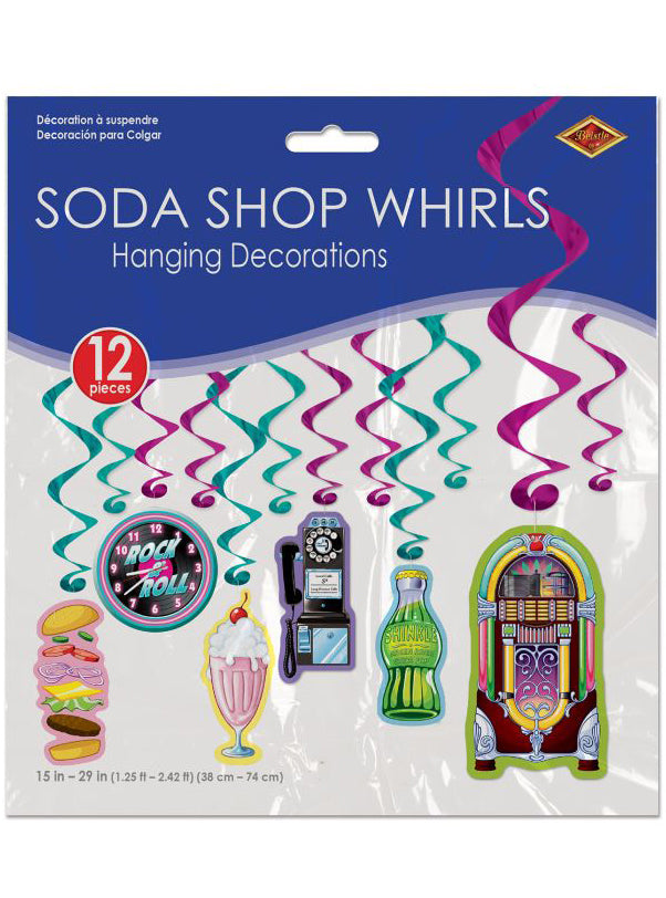 Soda Shop 50s Hanging Whirl Decorations - Packaging Image