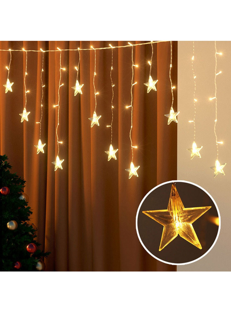 Warm White Solar Power Star Icicle Christmas Lights 6 Metre 160 LED Alternate Image 2