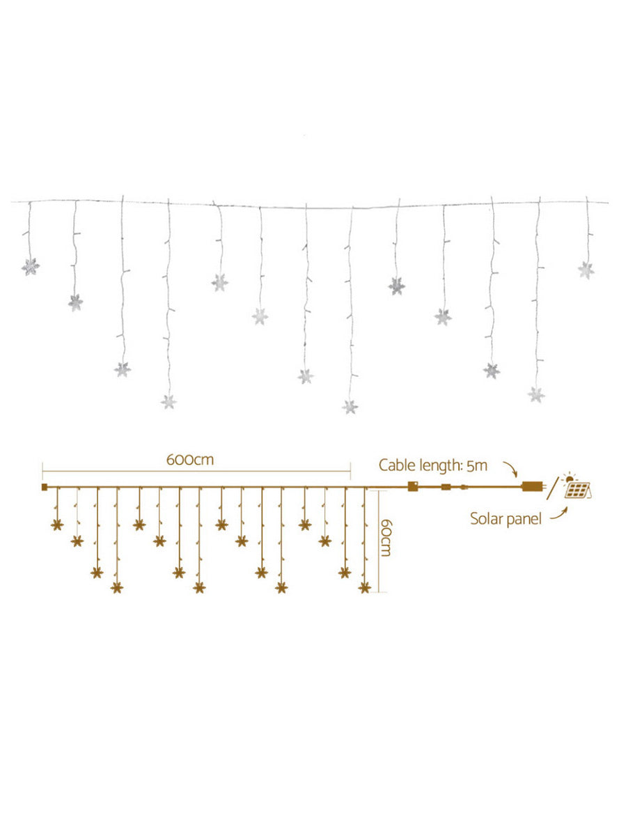 Cool White Star Icicle Jingle Jollys 6 Metre Christmas Lights - Dimensions Image