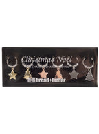 Assorted Metal Colours Christmas Trees And Stars Wine Glass Charms 6 Pack