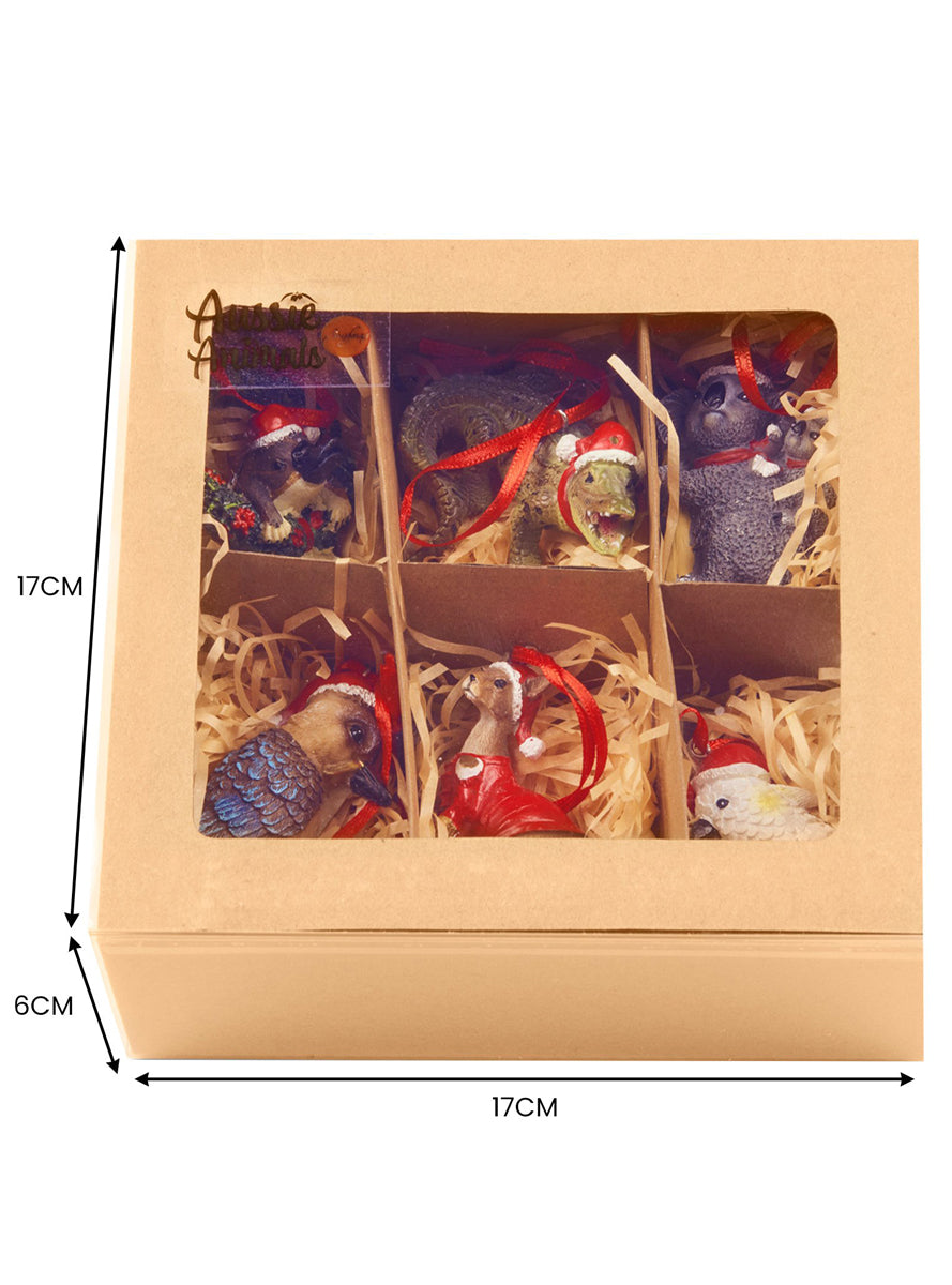 Aussie Animals Christmas Tree Ornaments 6 Pack - Boxed Dimensions Image 1