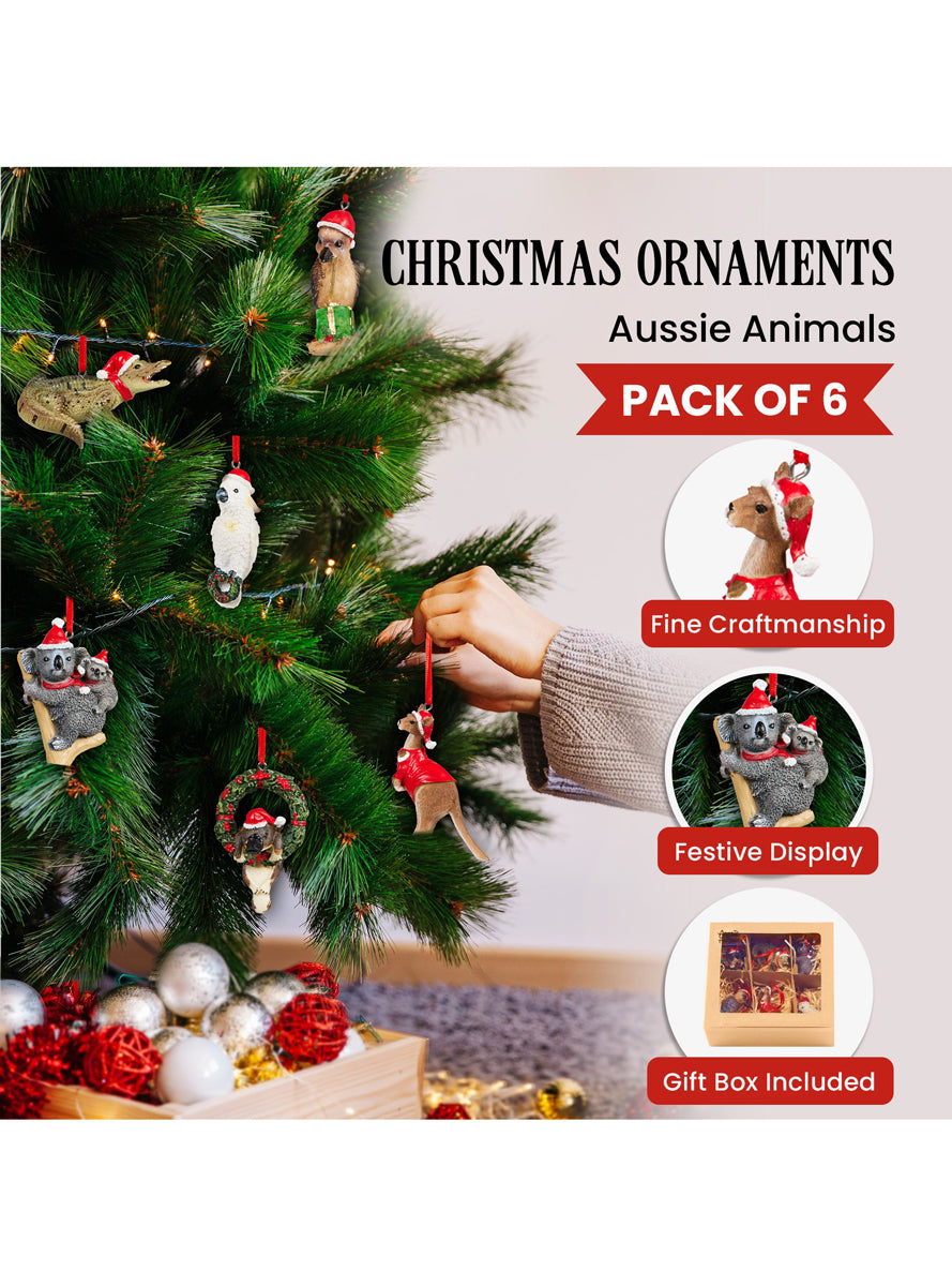 Aussie Animals Christmas Tree Ornaments 6 Pack - Info Image 1