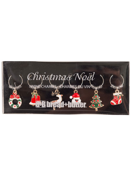 Colourful Christmas Icons Wine Glass Charms Six Pack