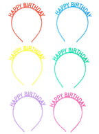 Image of Multi Coloured 6 Pack Happy Birthday Headbands
