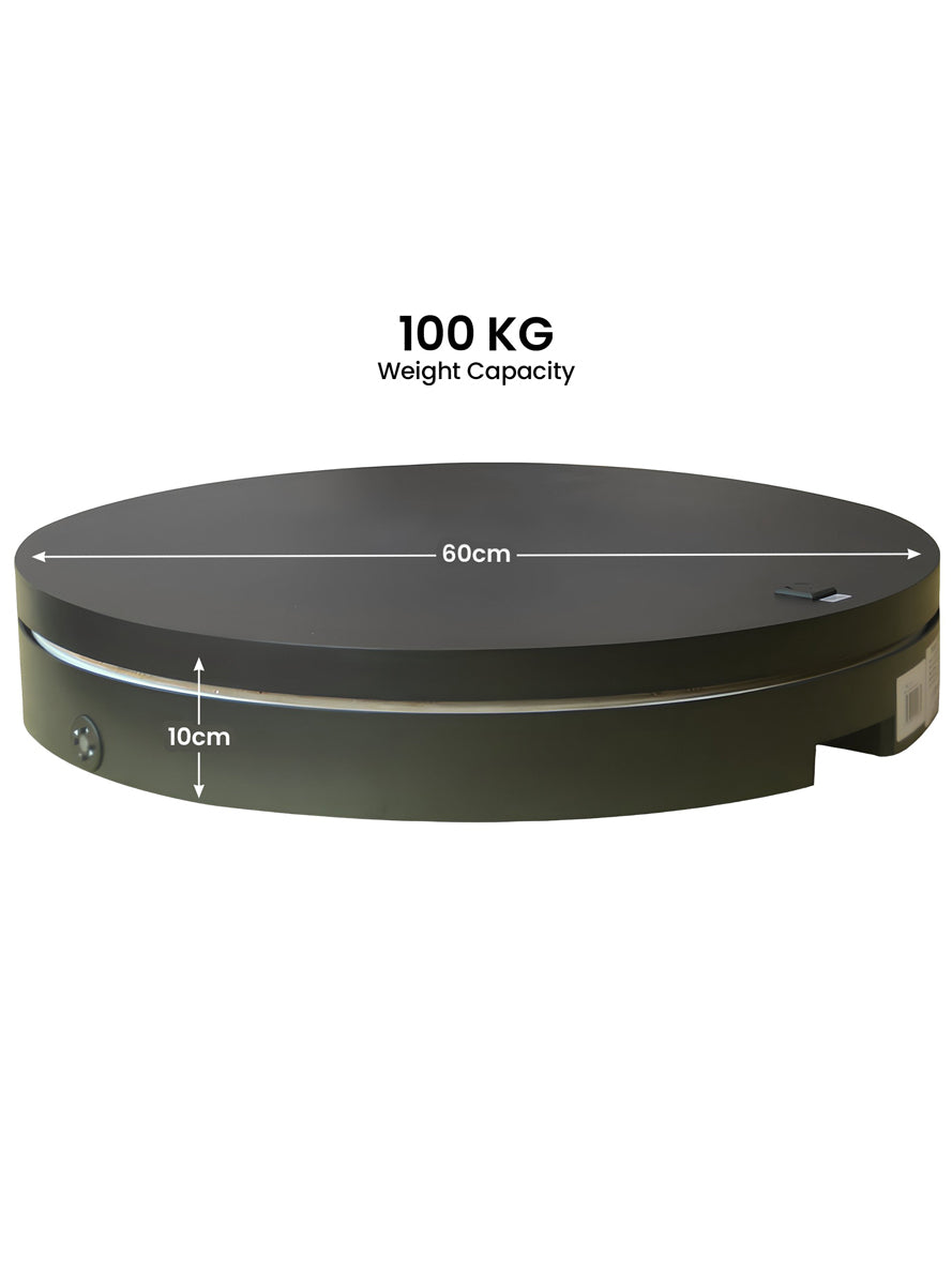 Black Commercial Grade Electric Christmas Display Turntable 60cm 100kg - Dimensions Image