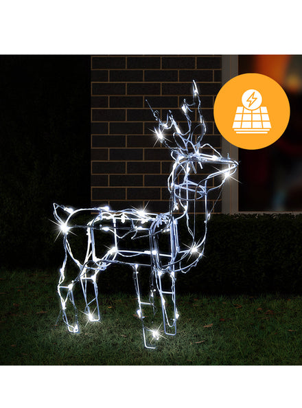 Cool White Solar Powered 3D Reindeer Christmas Decoration 60cm - Main Image