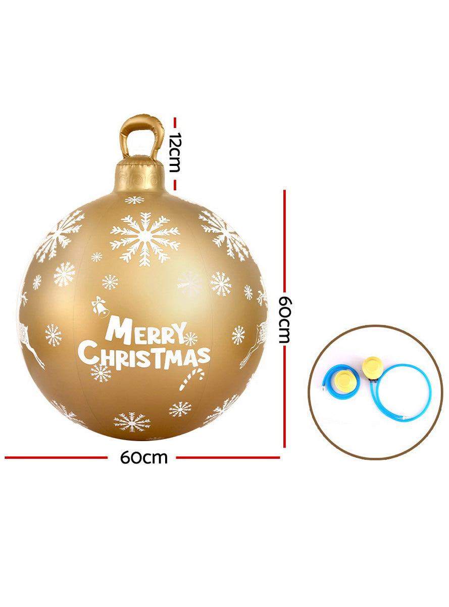 Gold Inflatable Christmas Bauble Decoration 60cm - Dimensions Image