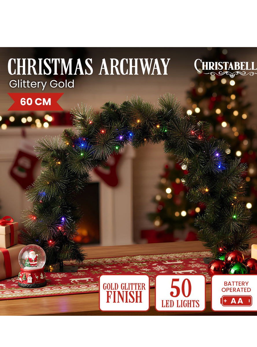 Green Christmas Garland Prelit Tabletop Decoration 60cm - Info Image 1