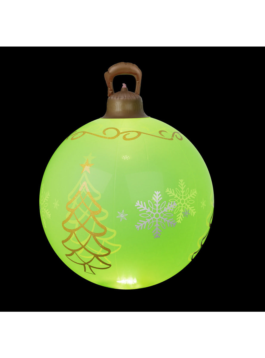 Inflatable Green Christmas Print Bauble Decoration 60cm - Alternate Image 2