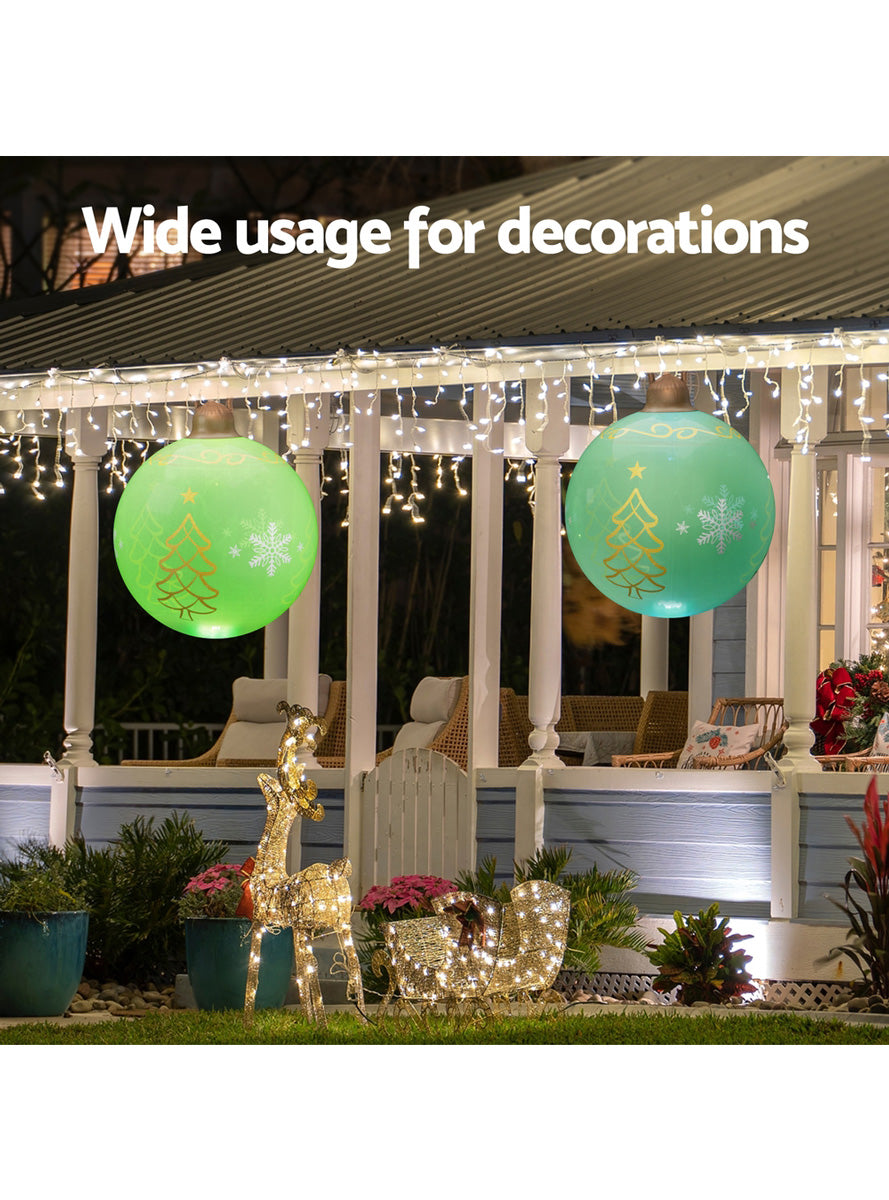 Inflatable Green Christmas Print Bauble Decoration 60cm - Information Image 2