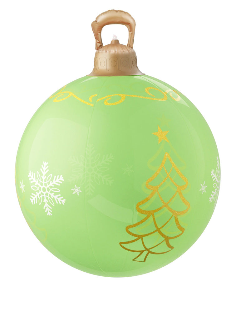 Inflatable Green Christmas Print Bauble Decoration 60cm - Main Image