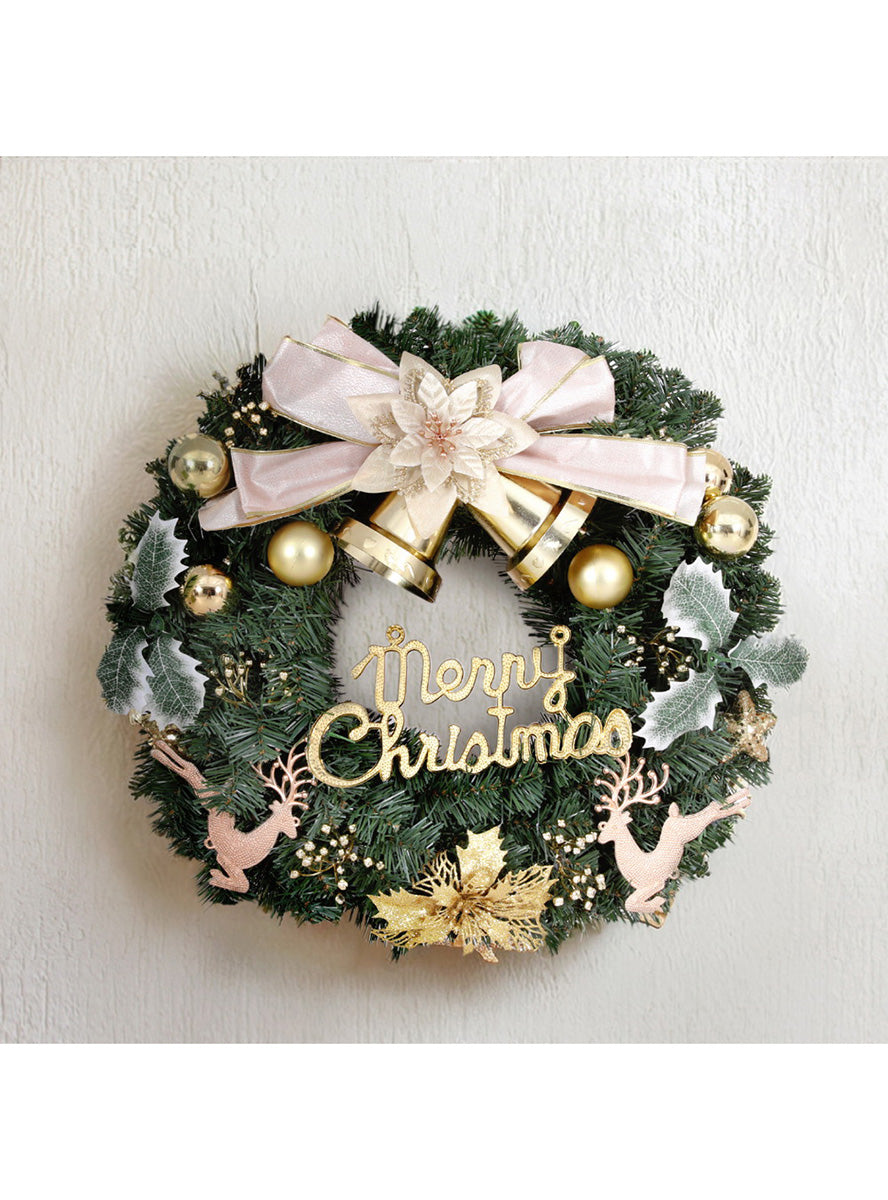 Jingle Jollys Christmas Wreath with Flowers and Baubles Decoration 60cm - Lifestyle Image