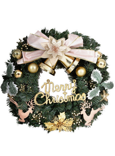 Jingle Jollys Christmas Wreath with Flowers and Baubles Decoration 60cm - Main Image