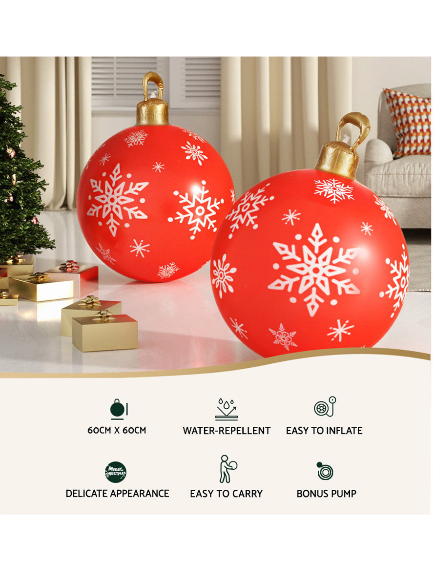 Jingle Jollys Inflatable Red Snowflake Print Christmas Bauble Decoration 60cm - Information Image 1