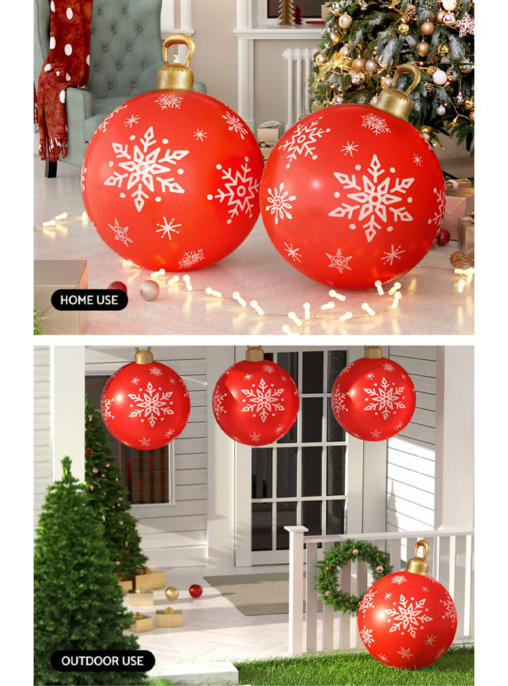 Jingle Jollys Inflatable Red Snowflake Print Christmas Bauble Decoration 60cm - Information Image 4