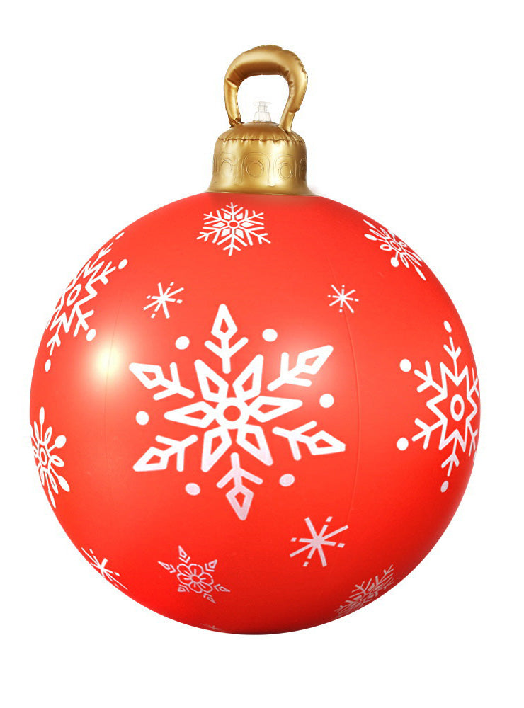 Jingle Jollys Inflatable Red Snowflake Print Christmas Bauble Decoration 60cm - Main Image
