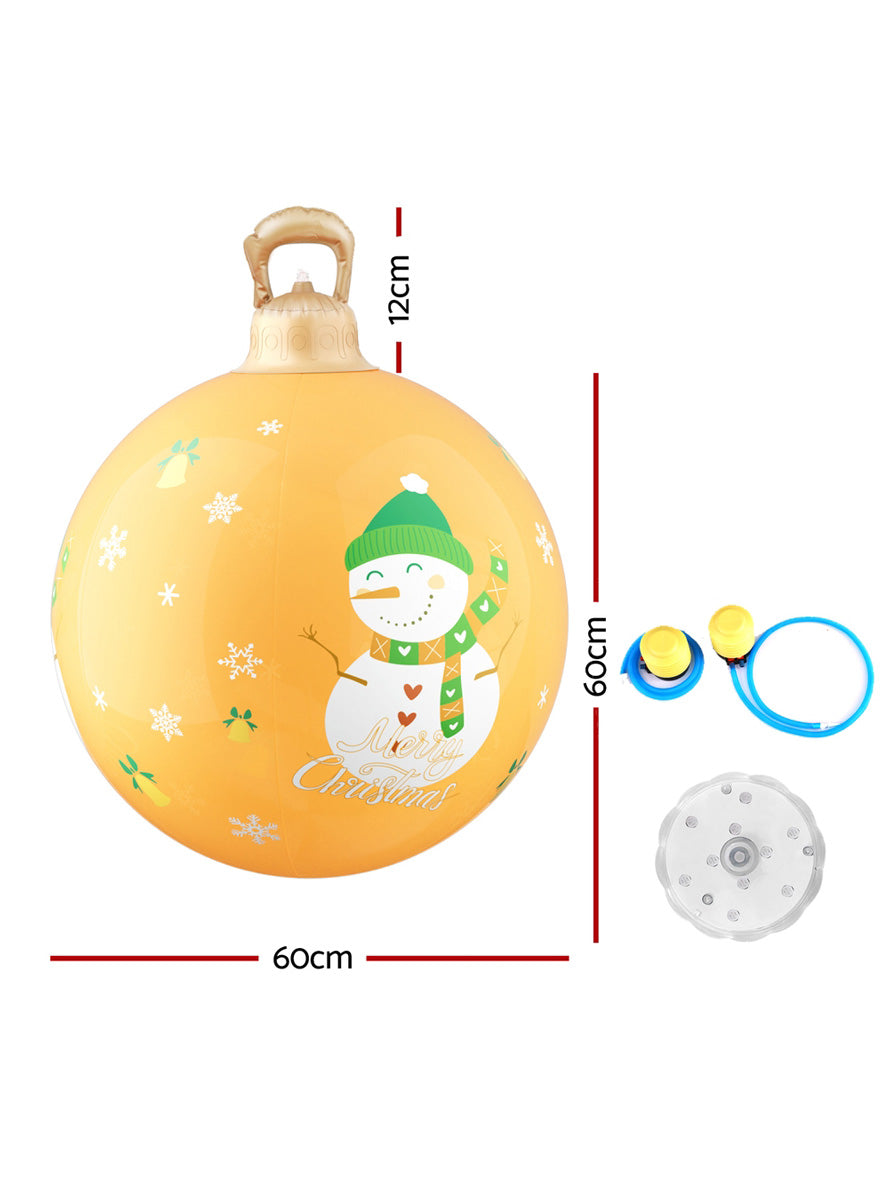 Jingle Jollys Inflatable Snowman Print Christmas Bauble Decoration 60cm - Dimensions Image