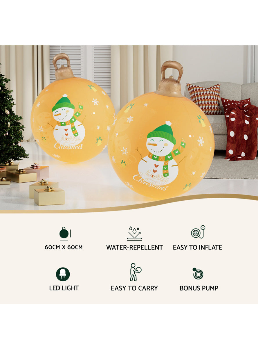 Jingle Jollys Inflatable Snowman Print Christmas Bauble Decoration 60cm - Information Image 1