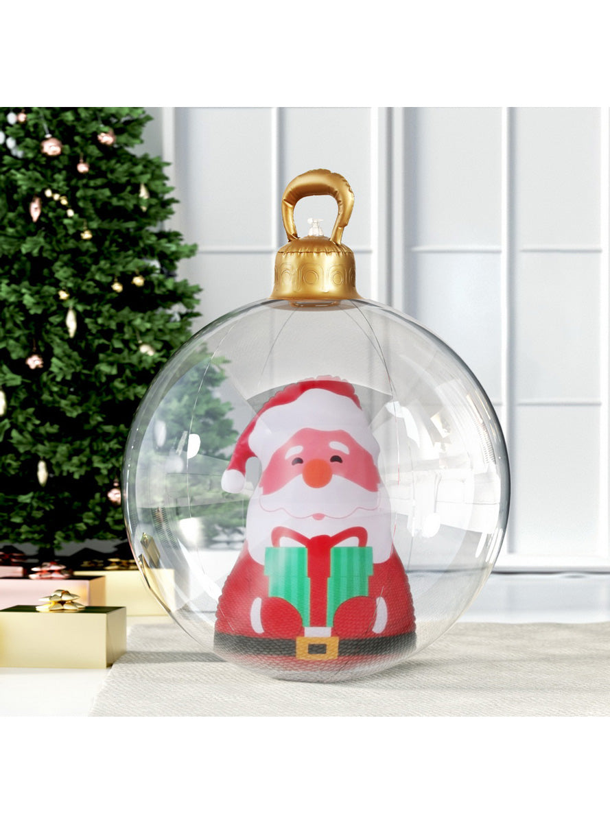 Jingle Jollys Santa Print Inflatable Christmas Bauble Decoration 60cm - Alternate Image