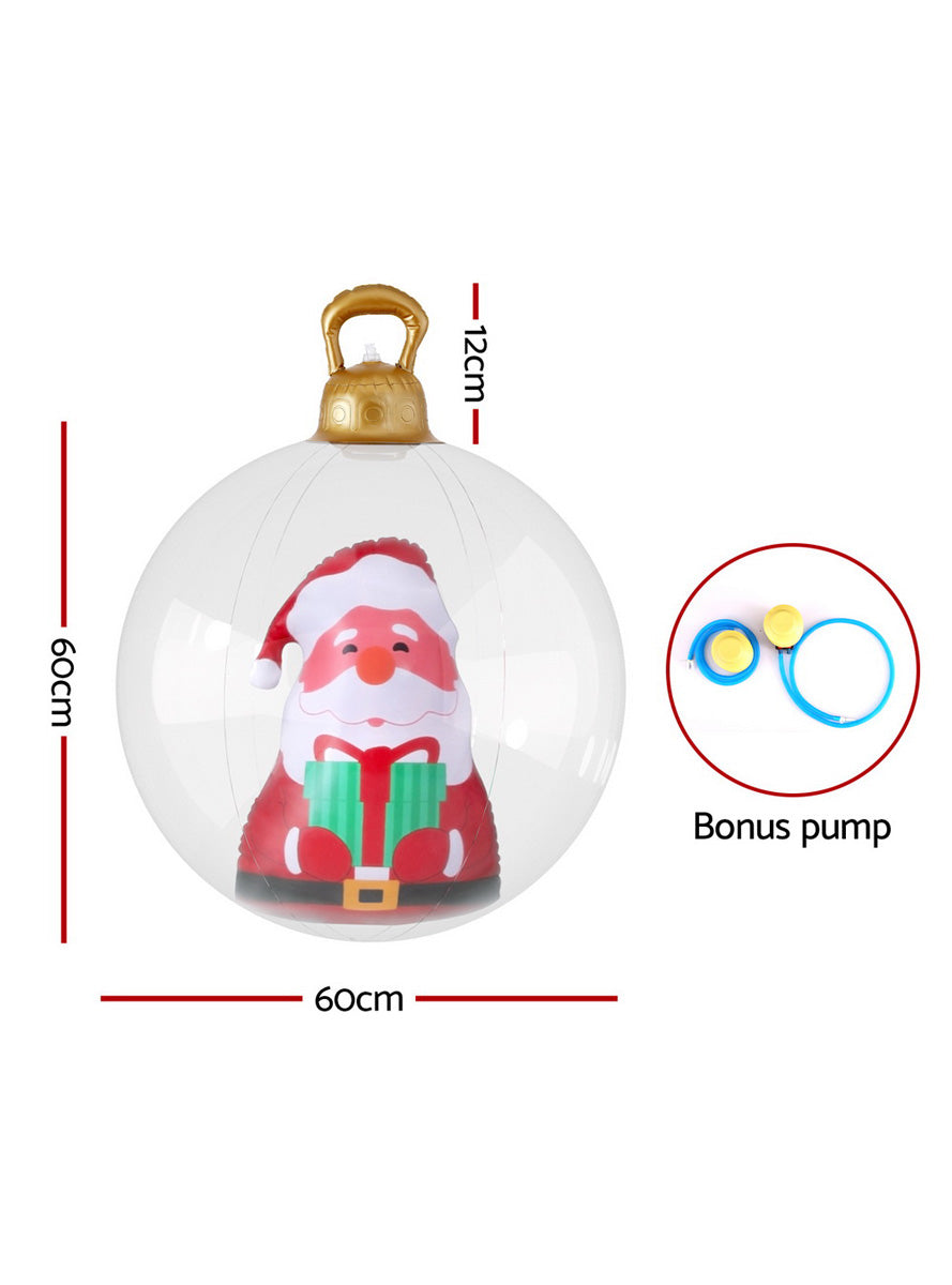 Jingle Jollys Santa Print Inflatable Christmas Bauble Decoration 60cm - Dimensions Image