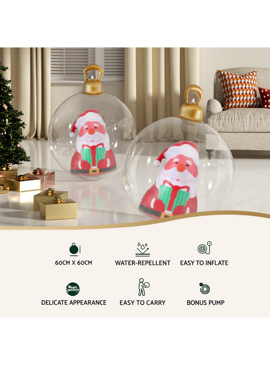 Jingle Jollys Santa Print Inflatable Christmas Bauble Decoration 60cm - Information Image 1