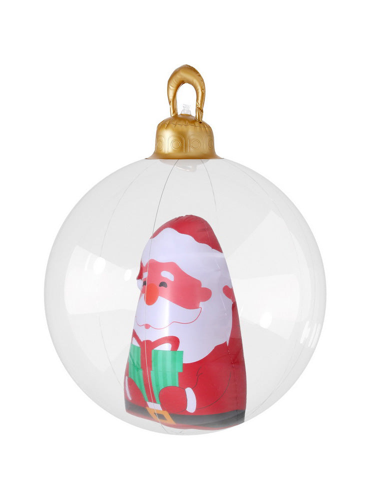Jingle Jollys Santa Print Inflatable Christmas Bauble Decoration 60cm - Side Image