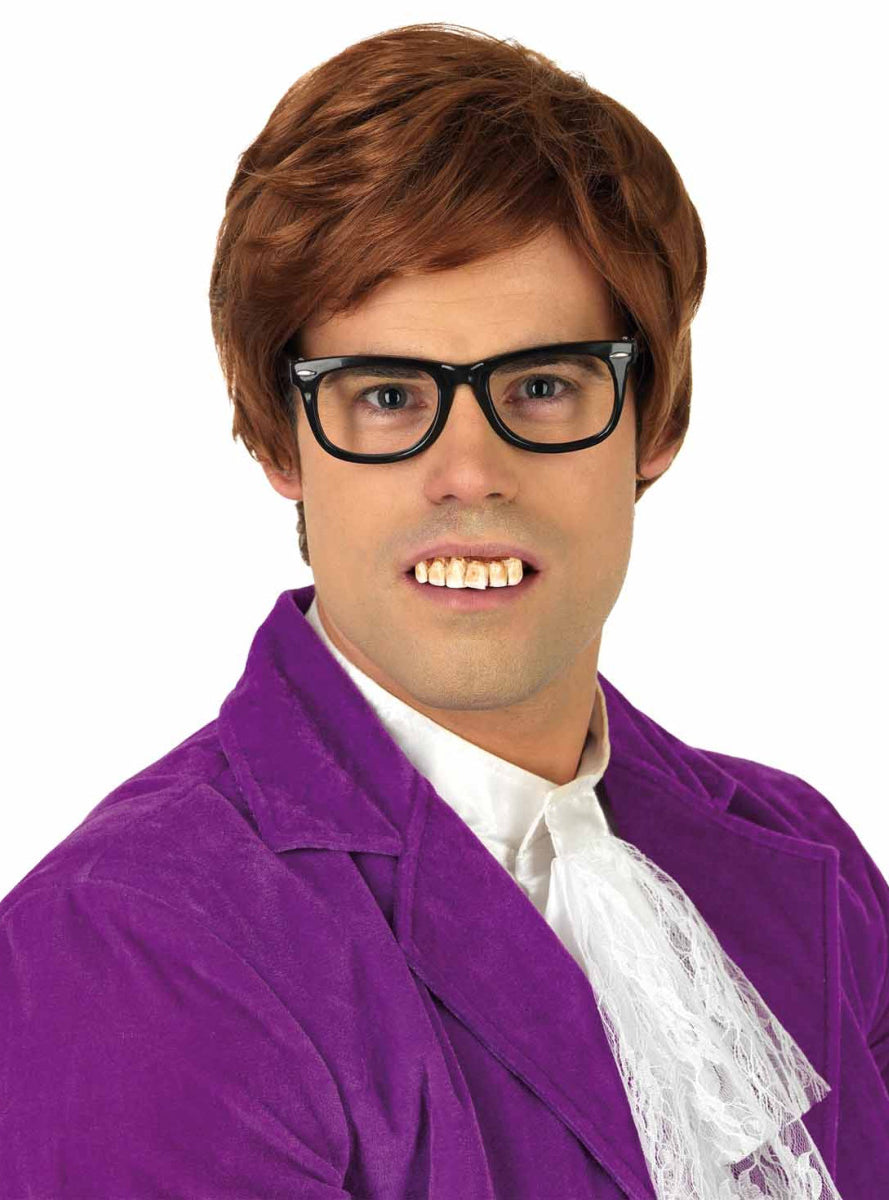 1960s Mens Classic Brown Austin Powers Costume Wig - Main Image