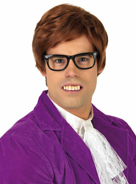 1960s Mens Classic Brown Austin Powers Costume Wig - Main Image