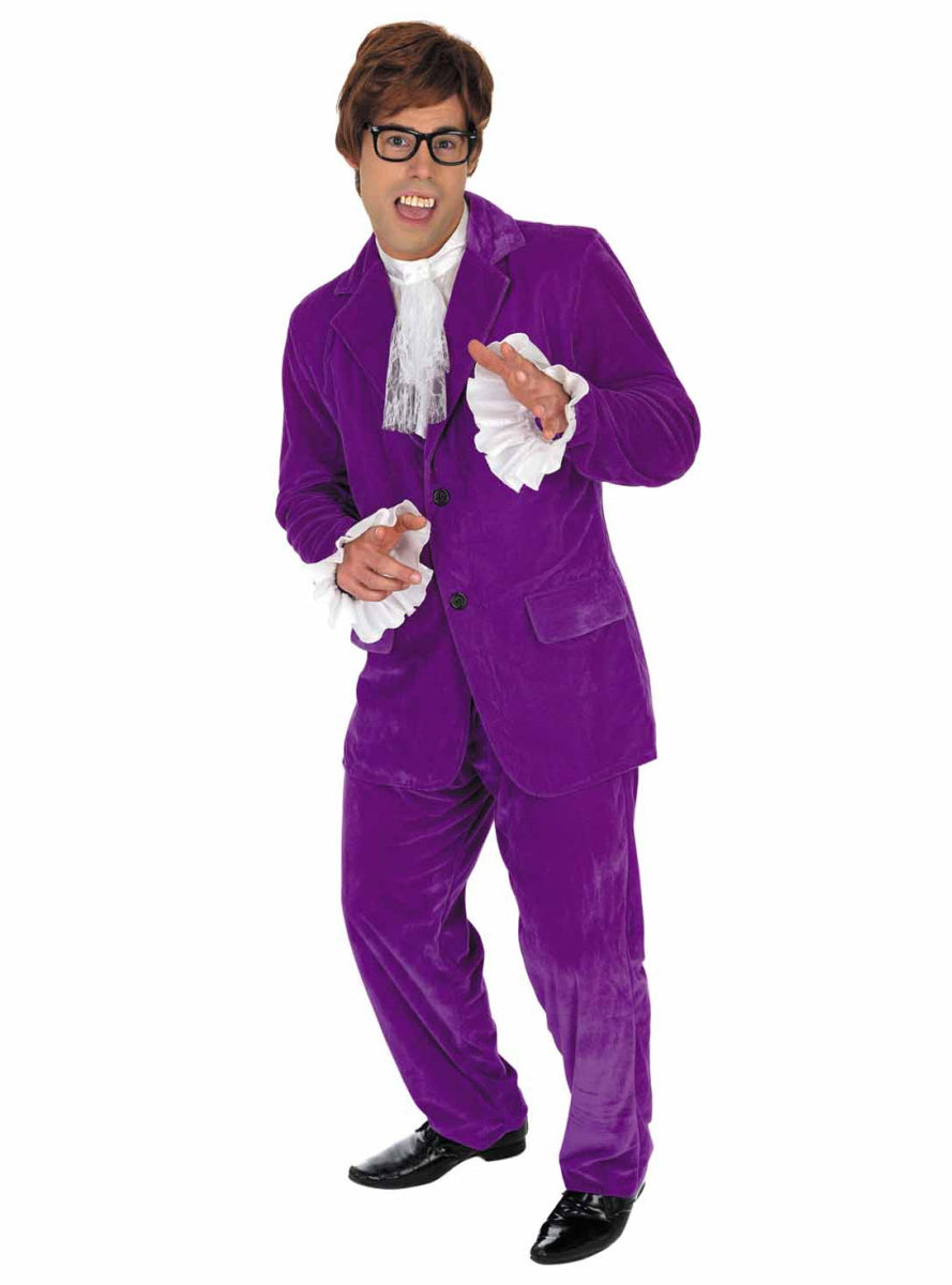 Plus Size Mens Purple Austin Powers Costume - Main Image