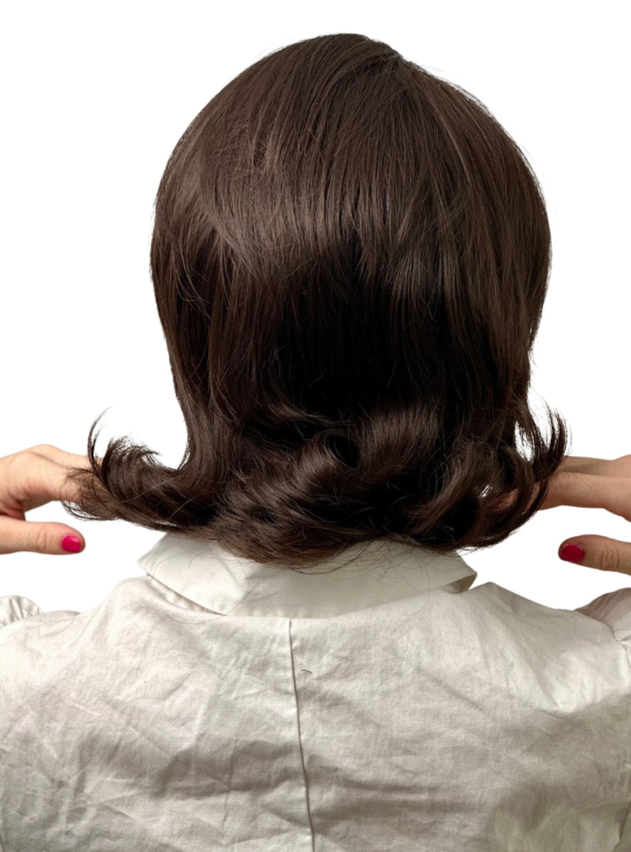 60s Big Hair Womens Brown Costume Wig - Back Image