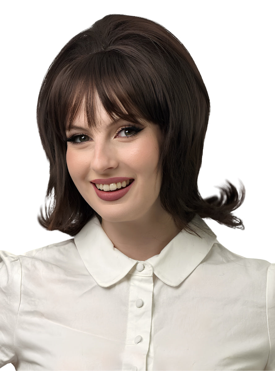 60s Big Hair Womens Brown Costume Wig - Main Image