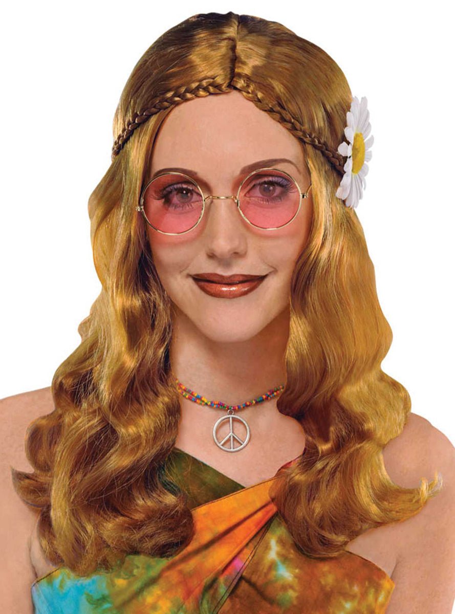 Blush Pink Hippie Costume Glasses 1960s Costume Glasses - Main Image