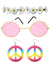 Womens 60s Hippie Pink Glasses, Earrings And Glower Crown Costume Accessory Set - Main Image
