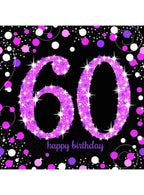 Image of 60th Birthday Black and Pink 16 Pack Lunch Napkins