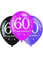 Image of 60th Birthday Black and Pink 6 Pack Party Balloons