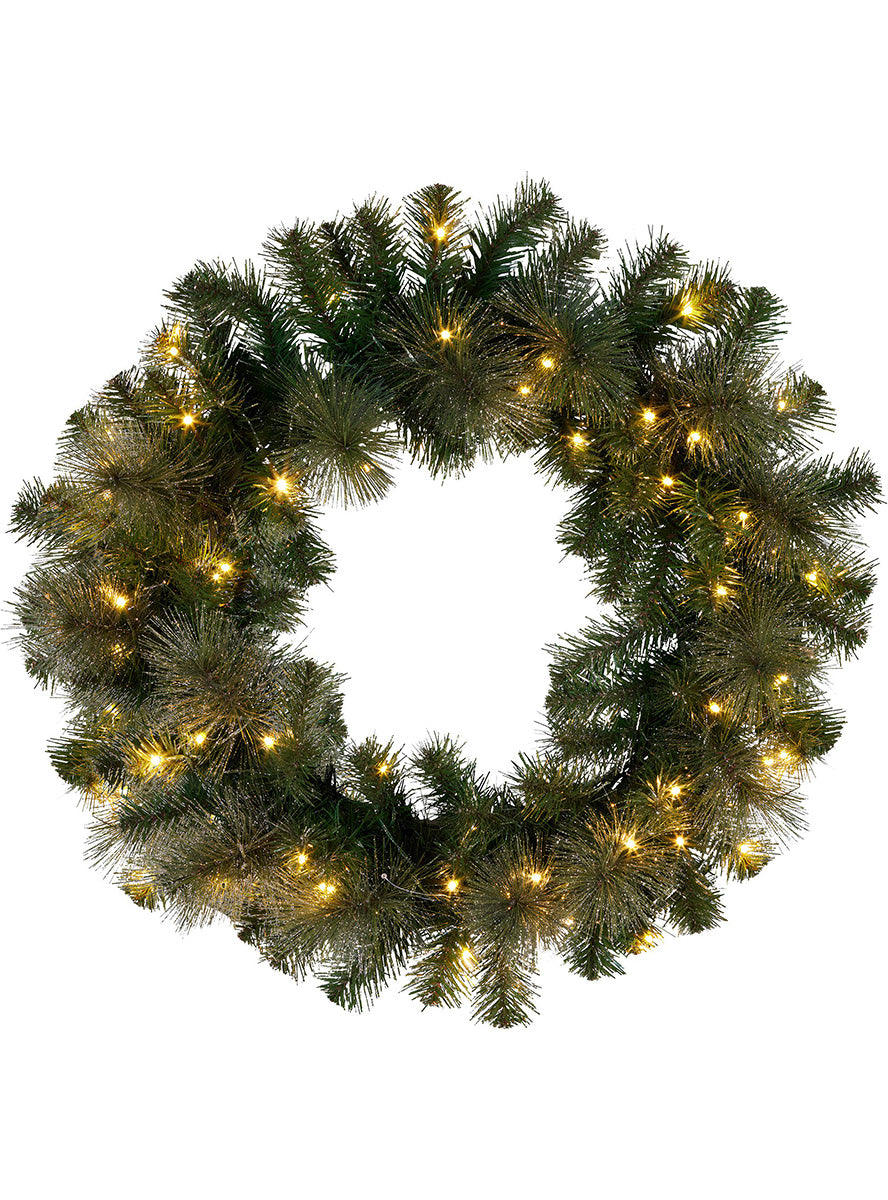Light Up Christabelle Christmas Wreath with Glitter Door Decoration 61cm - Warm Lights Image