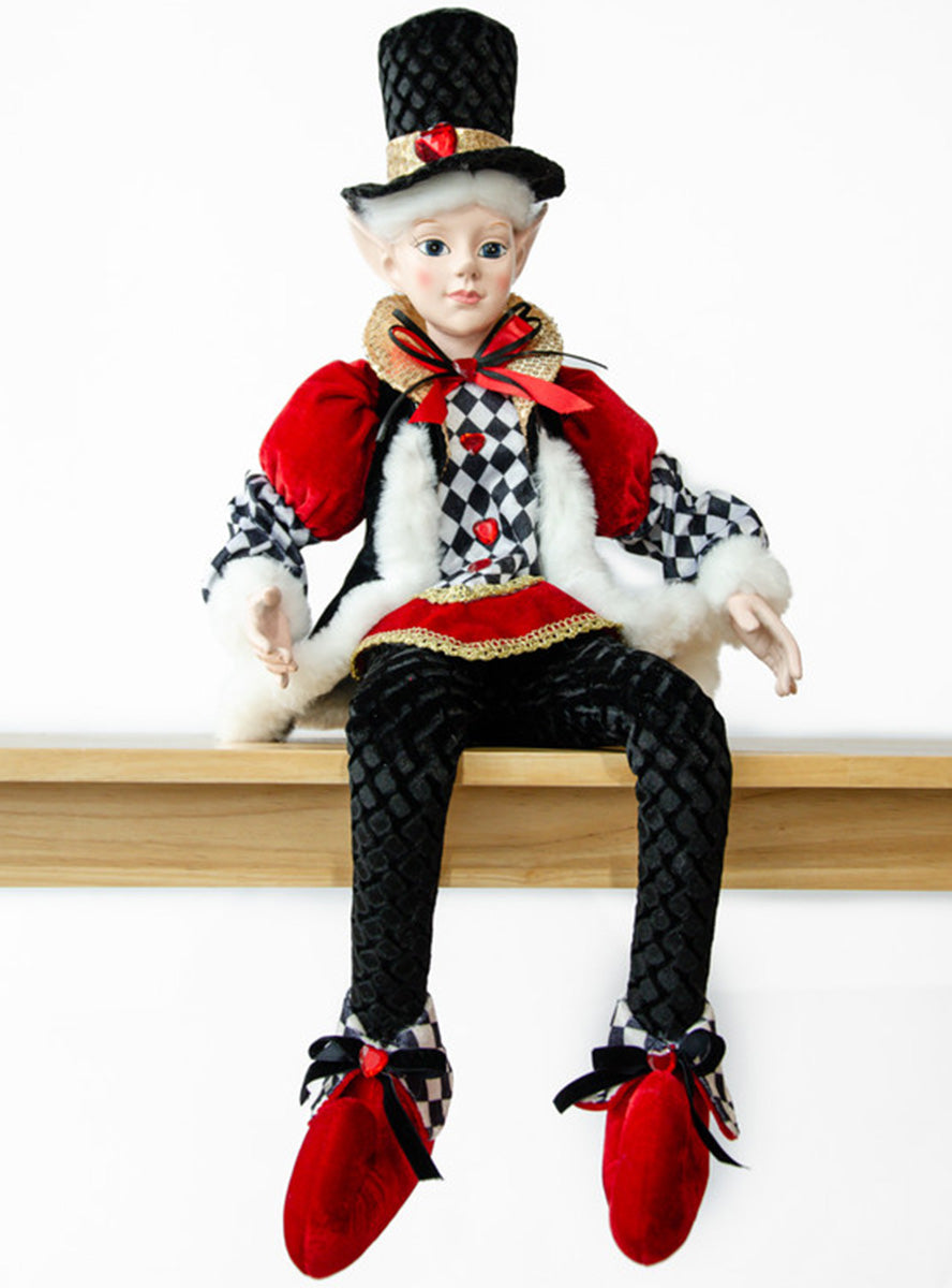 Black and Red Deluxe Christmas Caroller Elf 65cm - Main Image