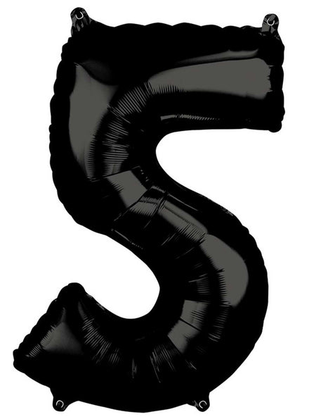 66cm Self Sealing Black Foil Number 5 Balloon