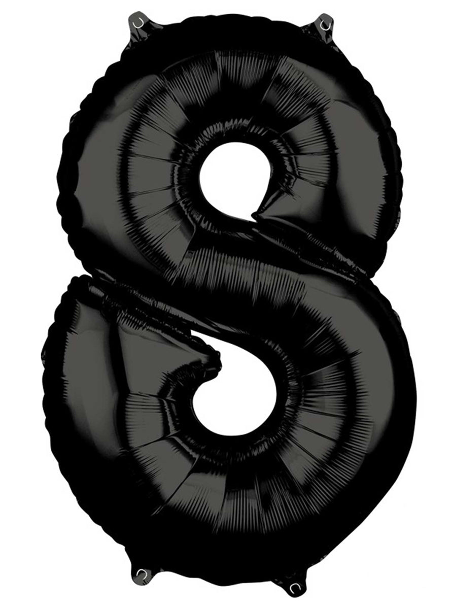 66cm Self Sealing Black Foil Number 8 Balloon - Main Image