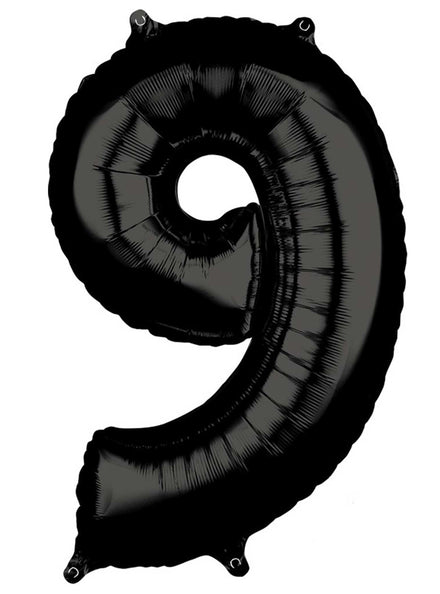 66cm Self Sealing Black Foil Number 9 Balloon - Main Image