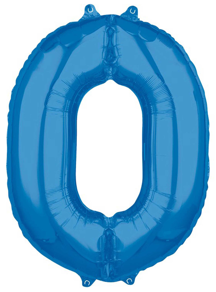 66cm Self Sealing Blue Foil Number 0 Balloon - Main Image