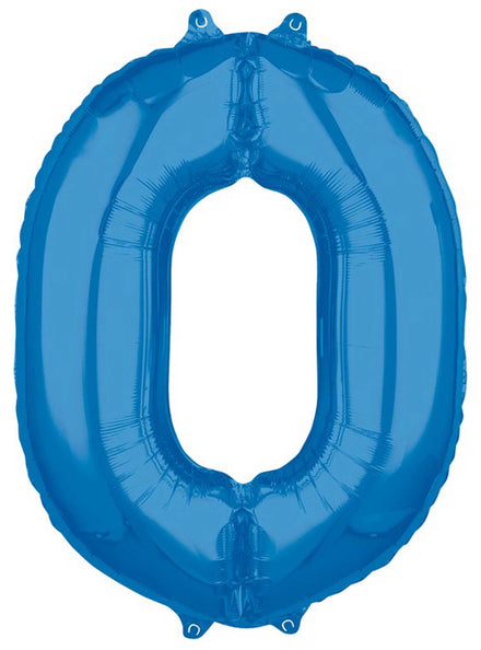 66cm Self Sealing Blue Foil Number 0 Balloon - Main Image