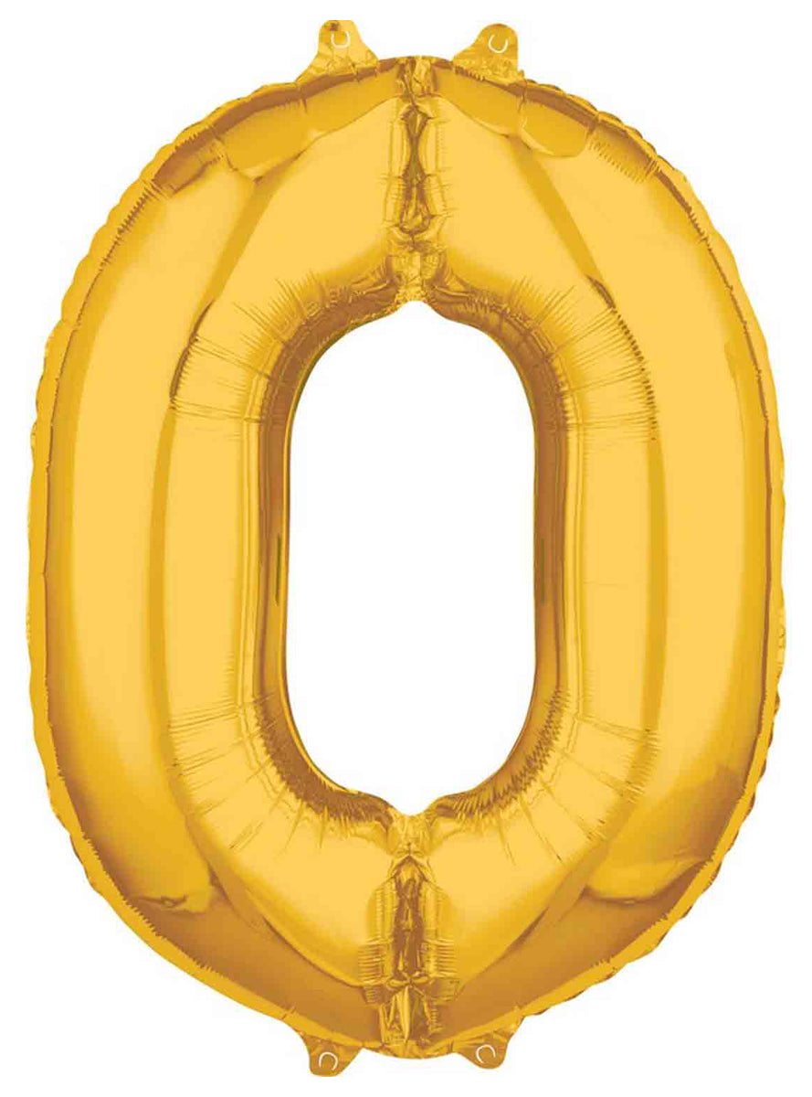 66cm Self Sealing Gold Foil Number 0 Balloon - Main Image