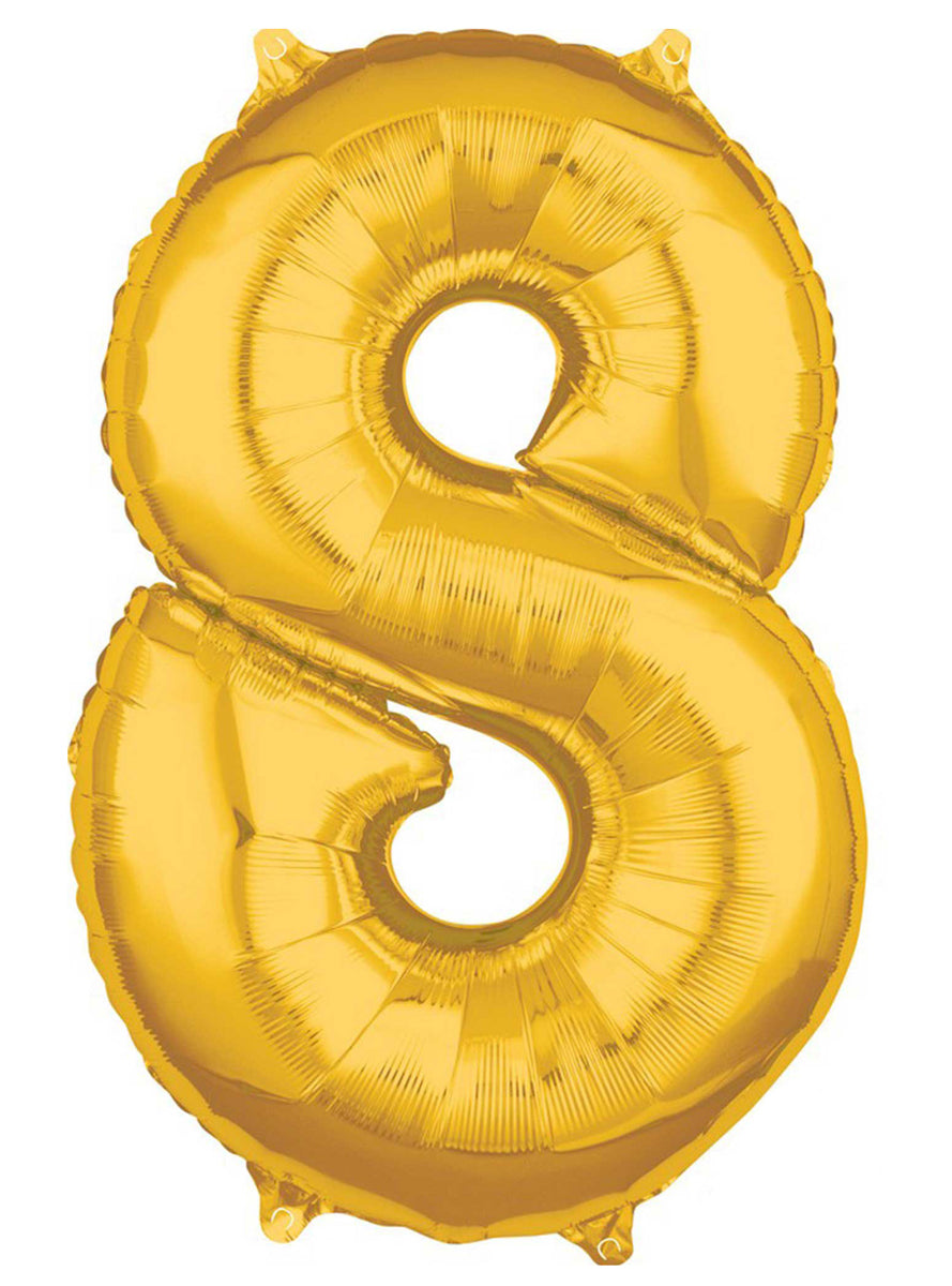 66cm Self Sealing Gold Foil Number 8 Balloon - Main Image
