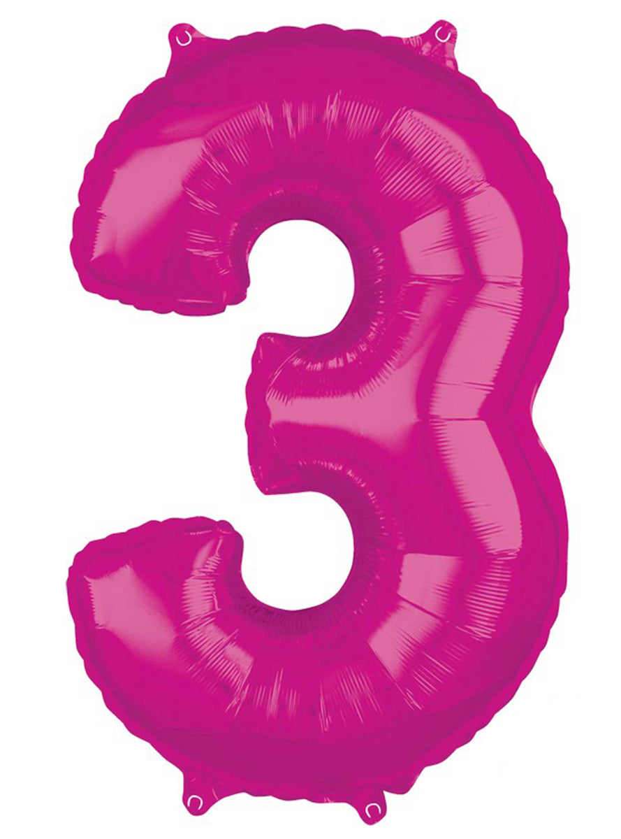 66cm Self Sealing Pink Foil Number 3 Balloon - Main Image