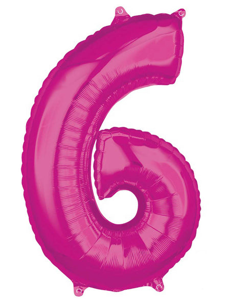 66cm Self Sealing Pink Foil Number 6 Balloon - Main Image