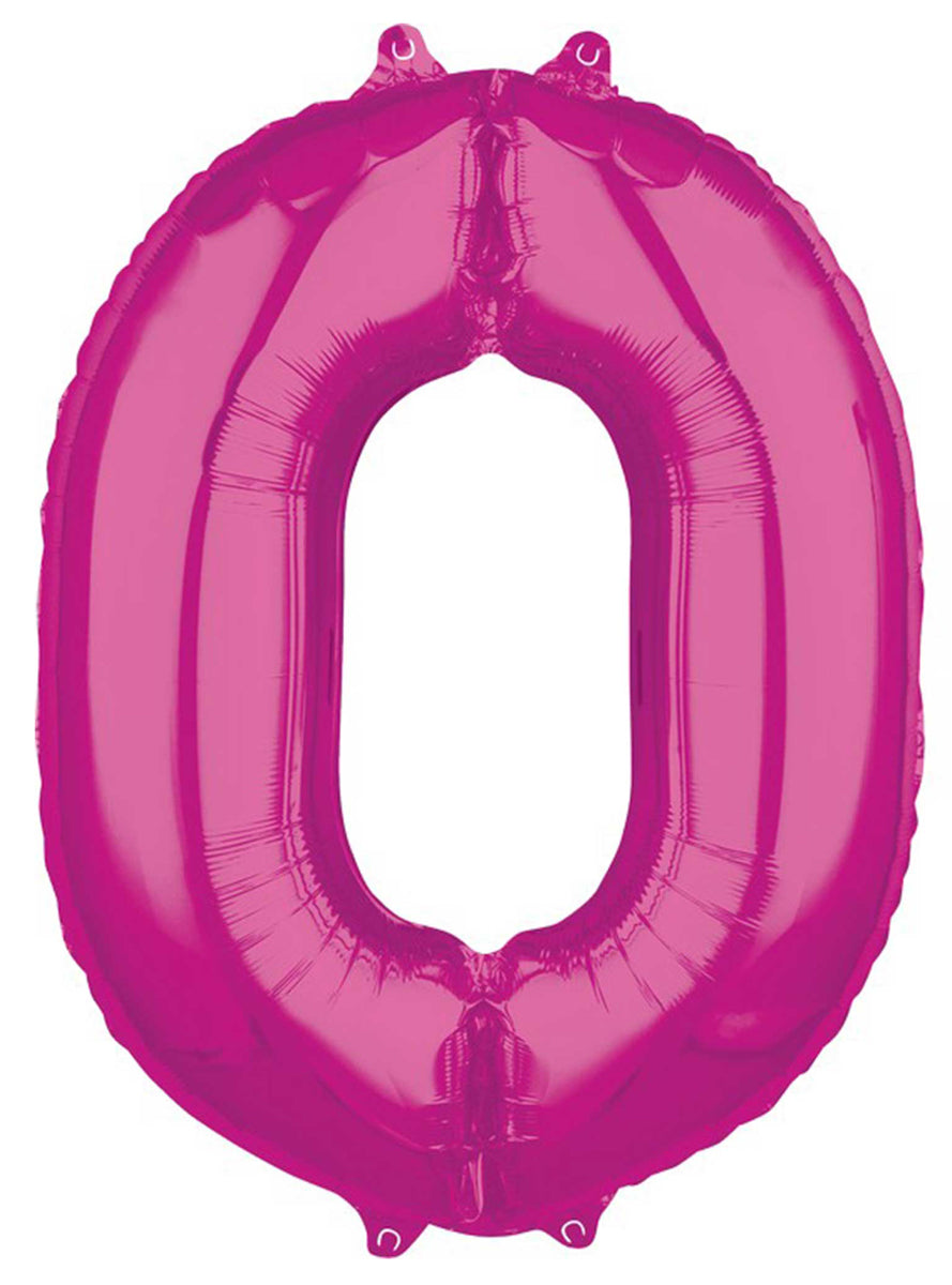 66cm Self Sealing Pink Foil Number 0 Balloon - Main Image