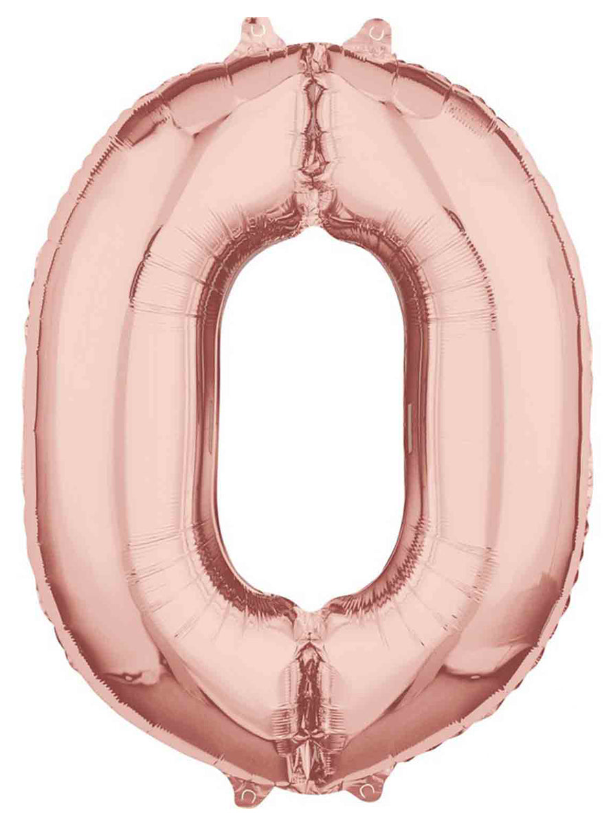 66cm Self Sealing Rose Gold Foil Number 0 Balloon - Main Image
